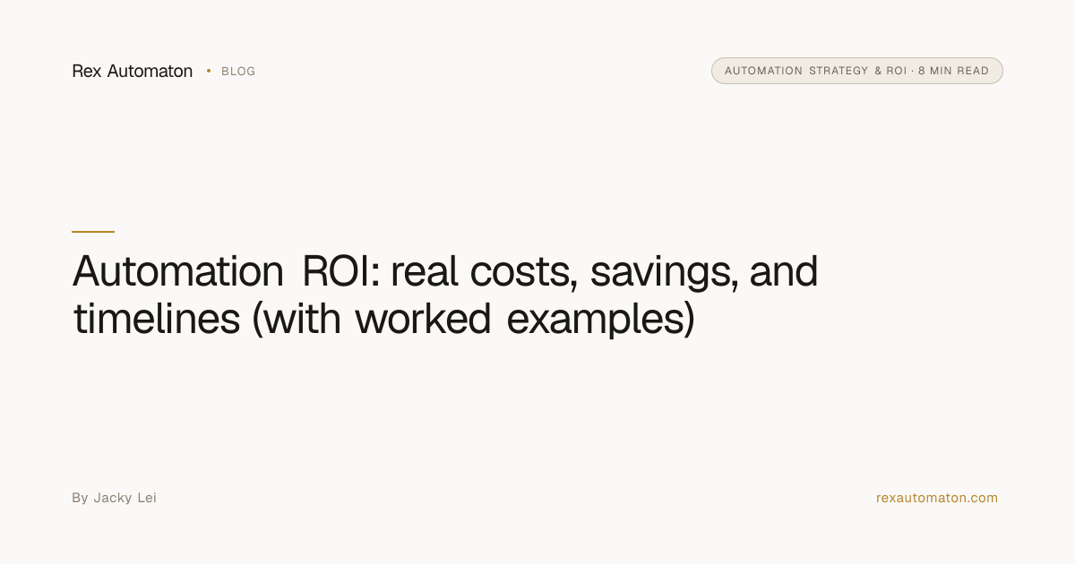 Automation ROI: real costs, savings, and timelines (with worked ...